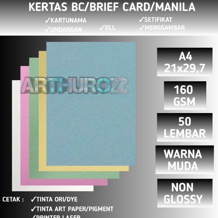 

MFY754 Stok terbaru Kertas bcbrief cardmanila 16 gsm A4 isi 5 lembar