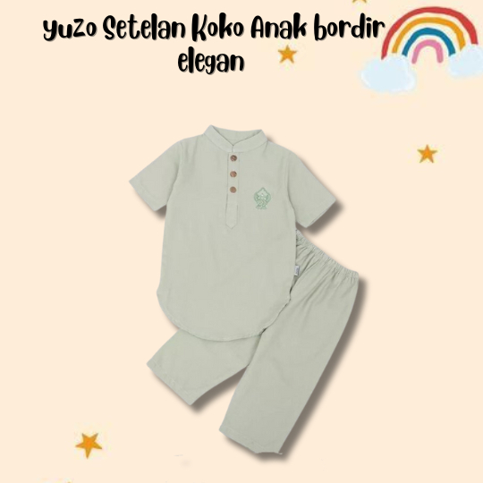 Yuzo | baju anak koko | baju muslim anak | fashion anak koko laki laki | oneset pakaian muslim | bus