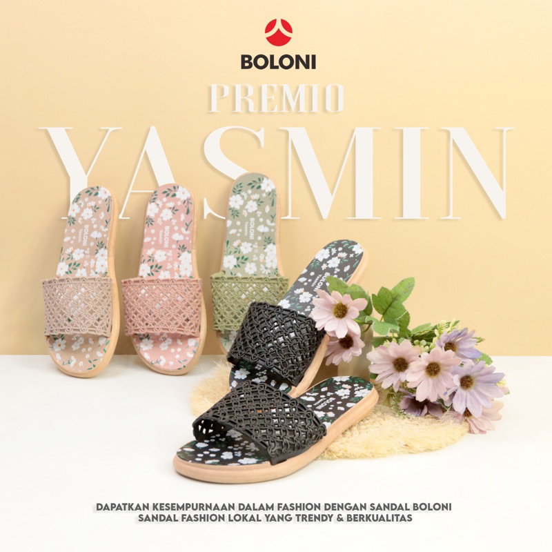 (YASMIN) Sandal wanita BOLONI slop/ sandal fashion/ sandal santai.