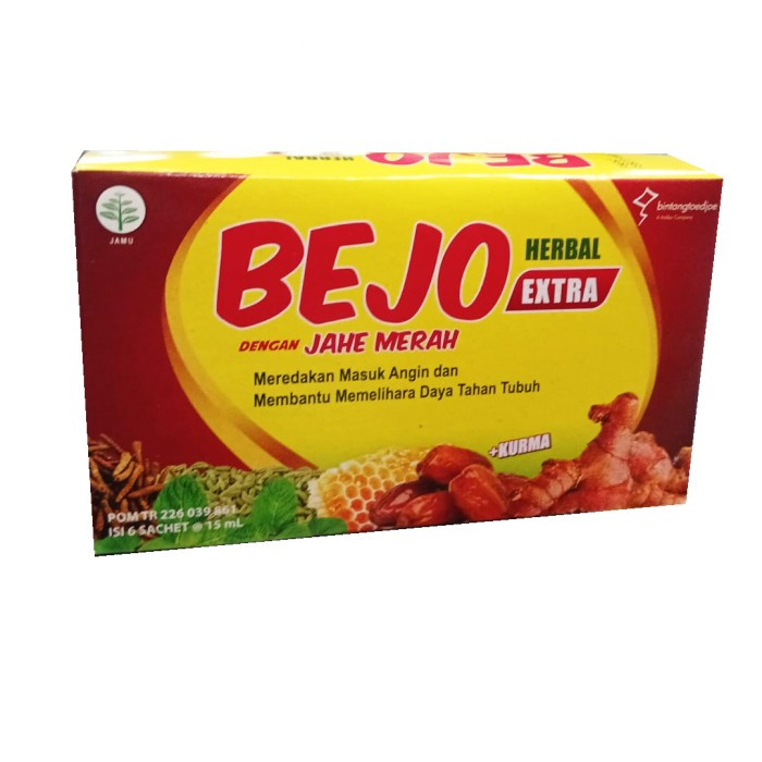 

Bejo Jahe Herbal Extra Box 6 Sachet 15 ml Cap Bintang Toedjoe / Obat Masuk Angin