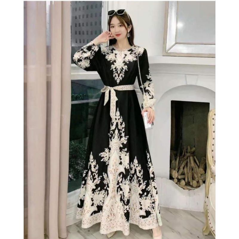 Dress Milan Gamis Hitam Pita