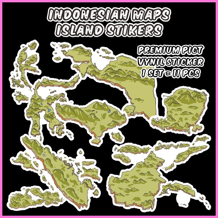 

[1 pack] Indonesian Maps Island Stickers (Stiker Peta Pulau Indonesia 2) Cocok untuk oleh-oleh / scrapbook / jurnal / diary / Sticker Pack / Ecer - ddu-du sticker