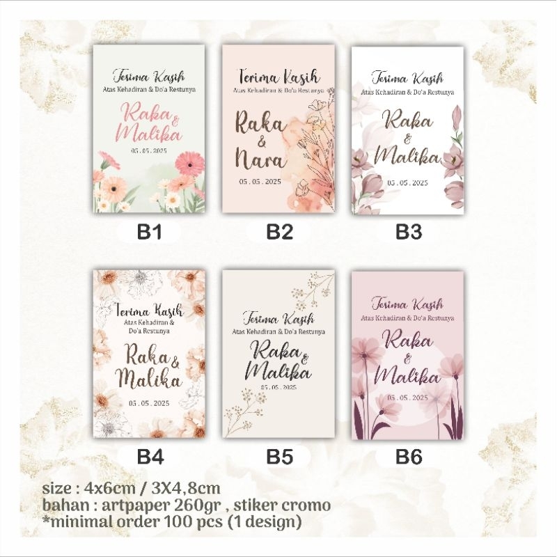 Stiker Wedding / Kartu ucapan Terima kasih/Stiker Souvenir/Thank you card/ Wedding card/Kupon Souven
