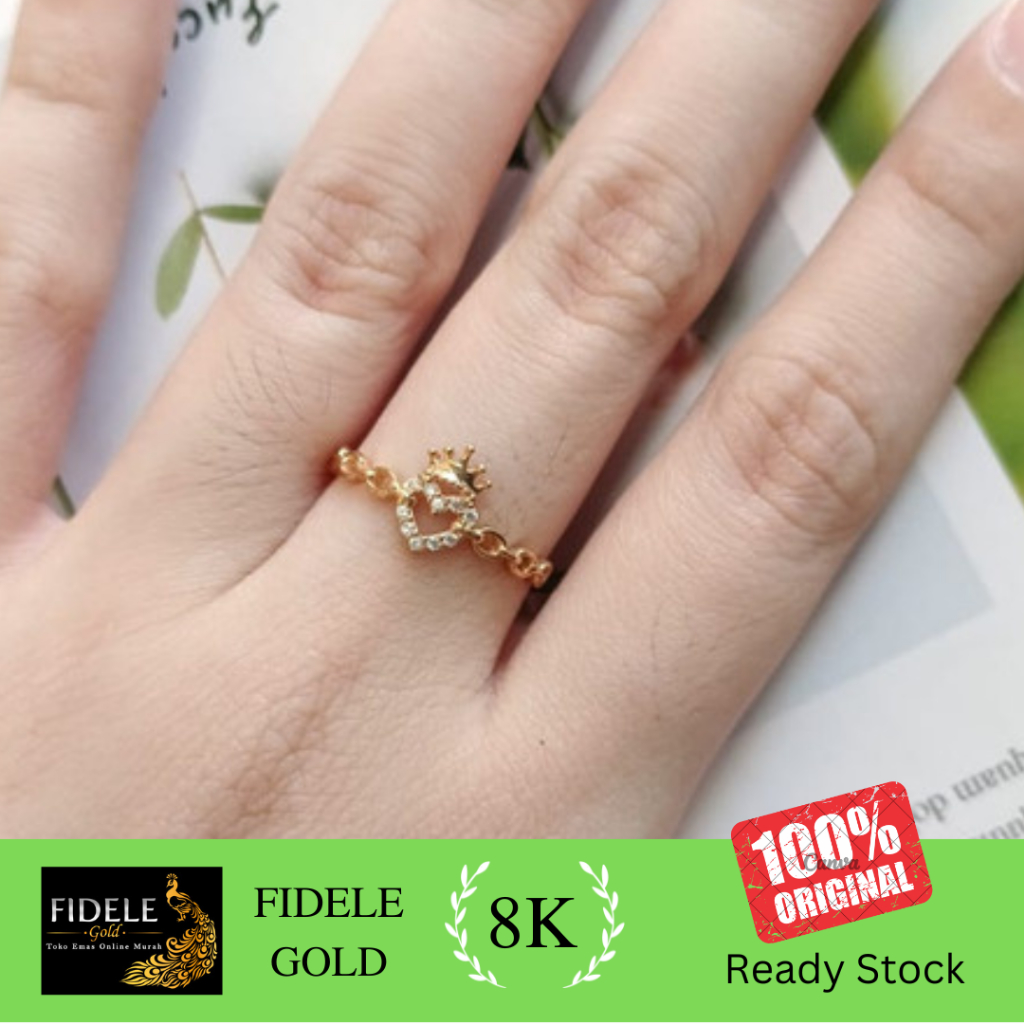 Cincin Love Permata Mahkota Cincin Emas Asli Permata Cincin Kadar Muda 375