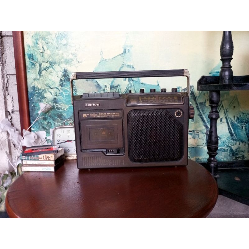Radio Tape Jadul Antik Merk CONION Lawas Tua Kuno Retro Pajangan hiasan dekorasi dinding ruangan Pro