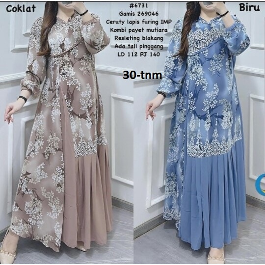 gamis coklat pink 30-tnm tile brukat jumbo xl xxl 3xl 4xl 269046