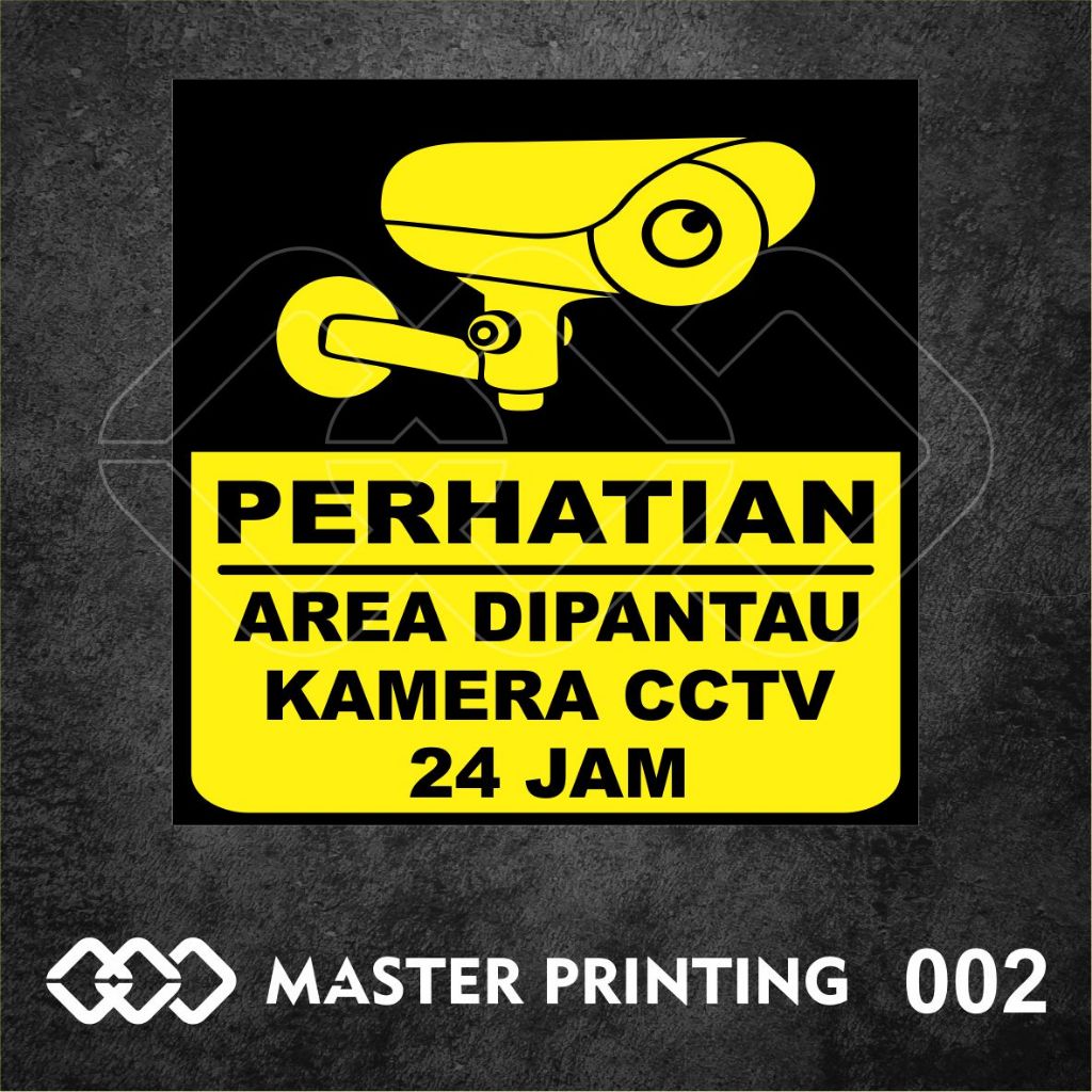 

002 - Stiker CCTV 24 jam, Kamera Pengawas, Sticker Vinyl, Tahan Air, Termurah, dan Bisa Custom