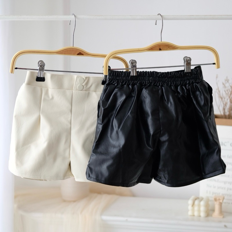 Ryujin Leather Shorts | Celana Pendek Leather Anak Perempuan, Celana Kulit Korean Style, Fashion Ana