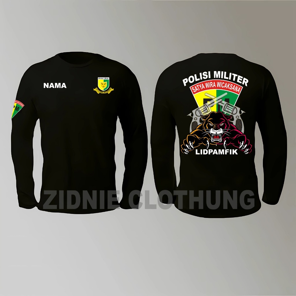 KAOS LENGAN PANJANG POLISI MILITER / PM LIDPAMFIK WARNA HITAM