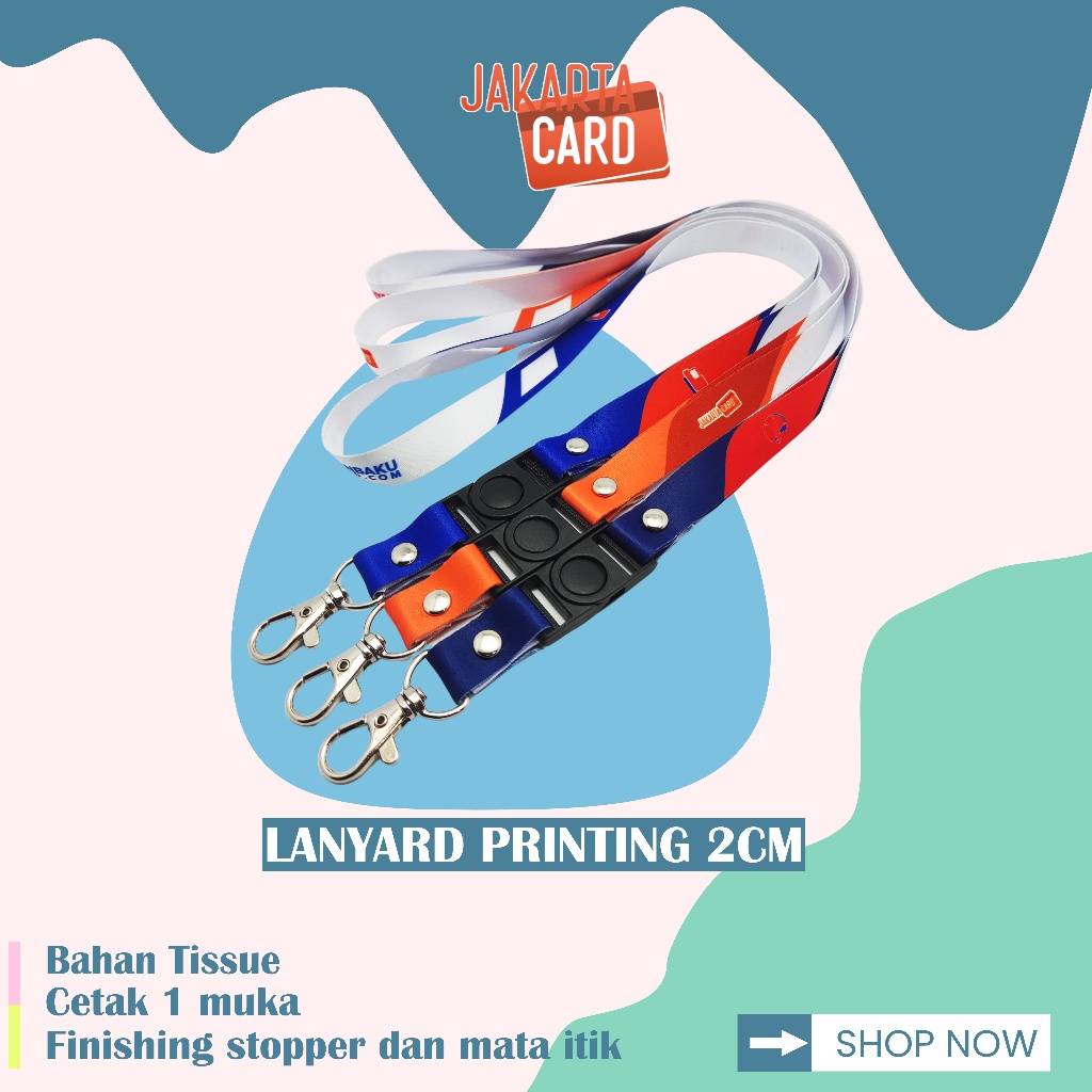 

Lanyard custom desain cetak tali premium print sublim 2cm cetak 2 muka / tali id card printing dua cm cetak dua muka / nametag