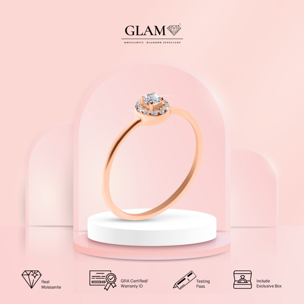 Cincin Moissanite Simple Tunangan Wanita - GLAM Jewellery