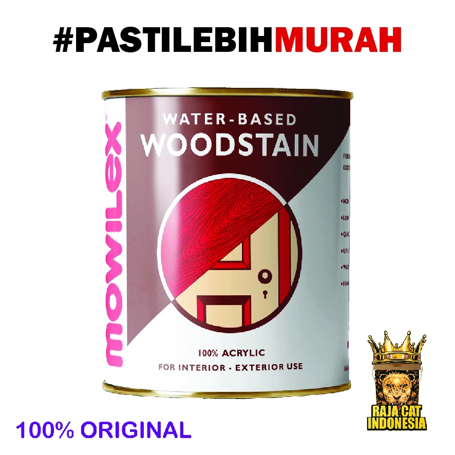 Cat Plitur Kayu Water Based Mowilex Woodstain 1 Liter Kaleng