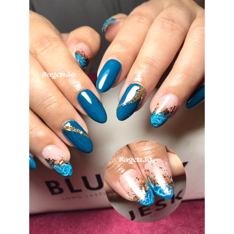 Teal Marble - PRESS ON NAIL / KUKU PALSU / NAIL ART / KUKU PALSU MURAH / KUKU PALSU MEDAN / PRESS ON