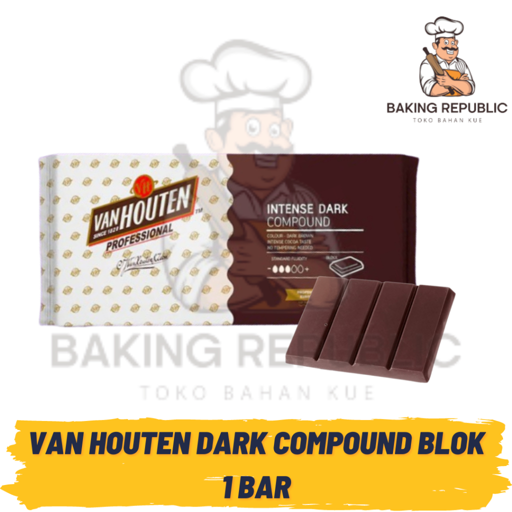 

VAN HOUTEN COMPOUND DARK BLOK | 1 BAR | 1 POTONG | VAN HOUTEN COKLAT BATANGAN DARK BLACK SWEET