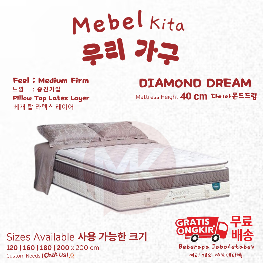 Kasur Springbed 200x200 Guhdo Diamond Dream Pillow Top Latex Layer 29 cm (Kasur Saja)