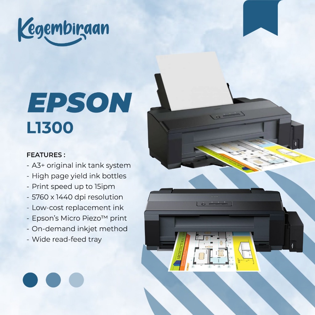 Printer Epson L1300 Printer A3 Epson Print A3+ L1300 GARANSI RESMI