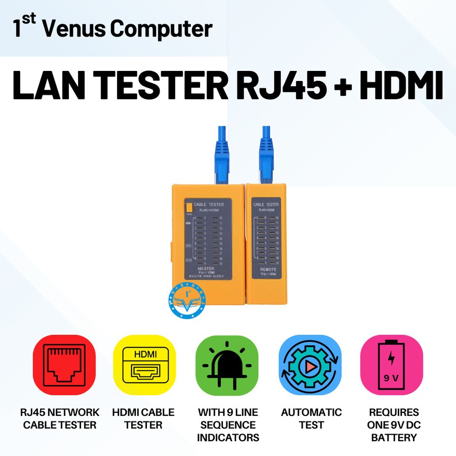 Cable Tester RJ45 + HDMI / HDMI Tester RJ45 / LAN Tester / NET15-LAN