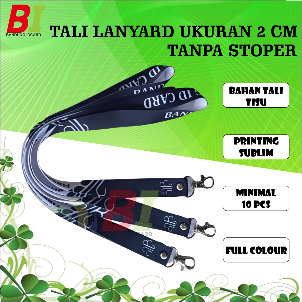 

Tali lanyard id card custom 2 cm 2 sisi tanpa stopler/ cetak lanyard printing sublim