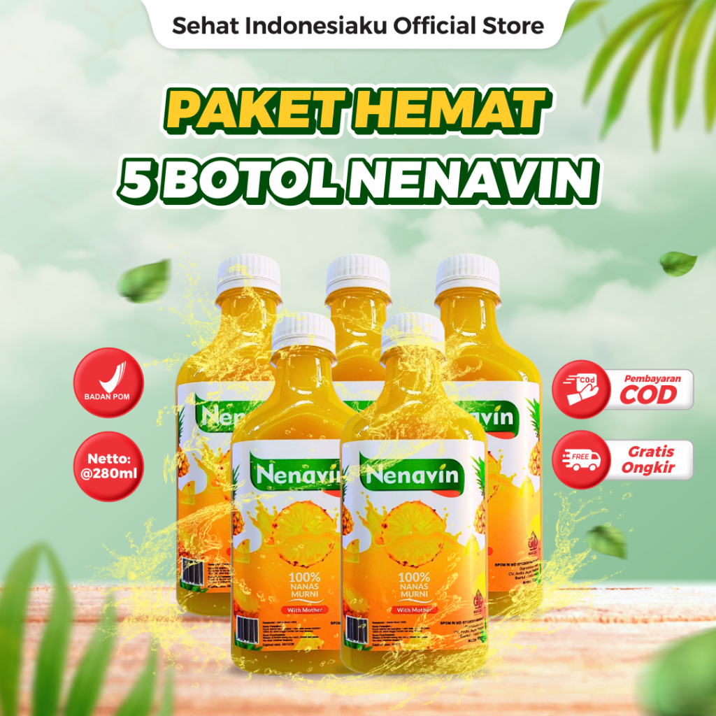 

PAKET 5 BOTOL NENAVIN Cuka 100% Nanas Muda Atasi Gula darah