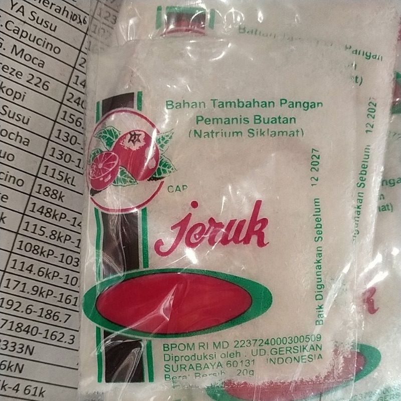 

SARI MANIS CAP JERUK ECERAN 20G ,PER PCS