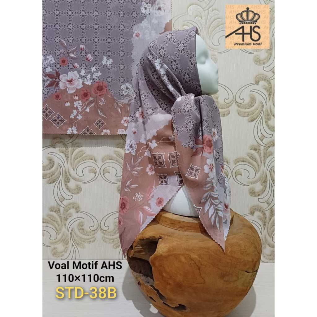 Hijab Voal Motif AHS STD2 Segiempat Premium Lasercut