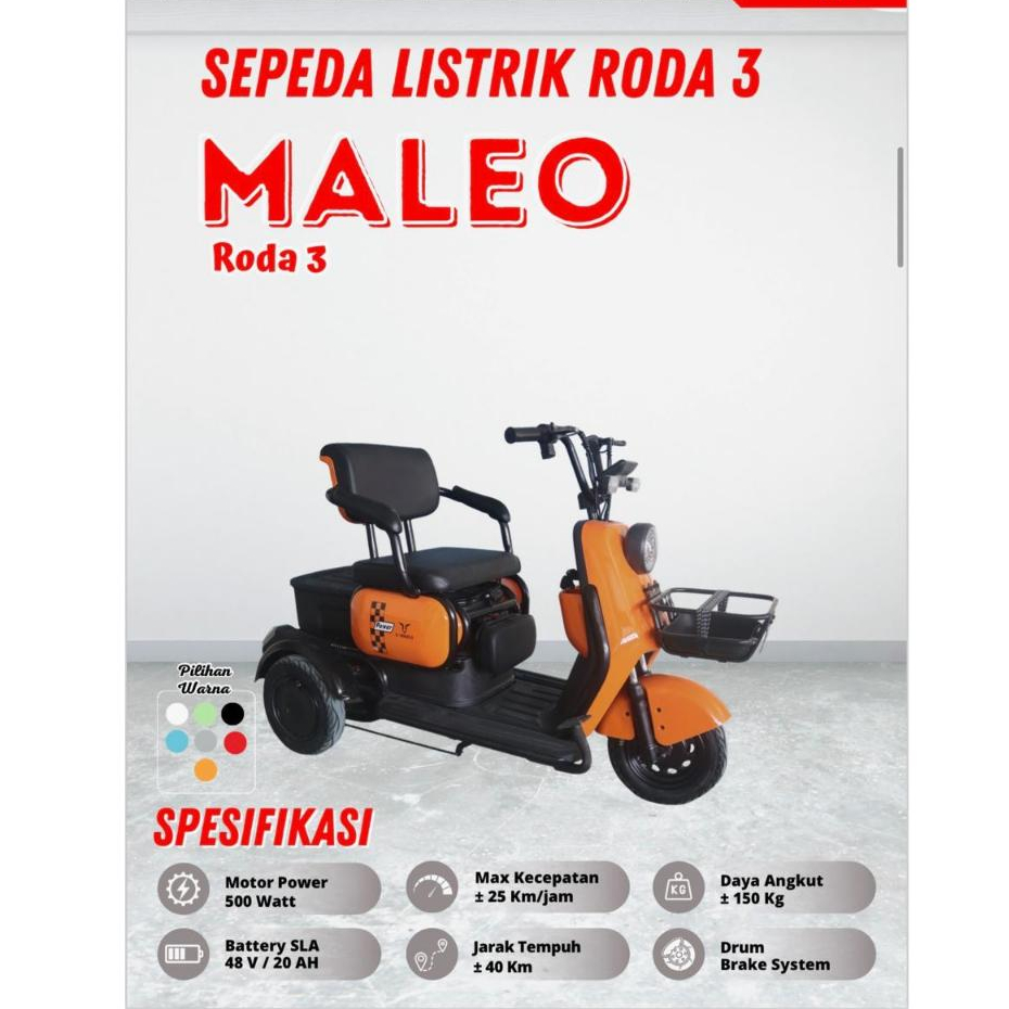 Sepeda Motor Listrik Roda 3 Uwinfly Maleo 48V/20Ah Power 1.500W