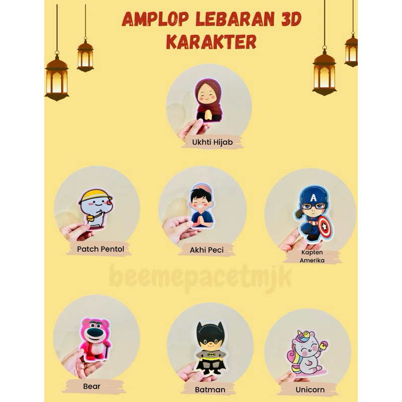 

AMPLOP LEBARAN / AMPLOP 3D KARAKTER