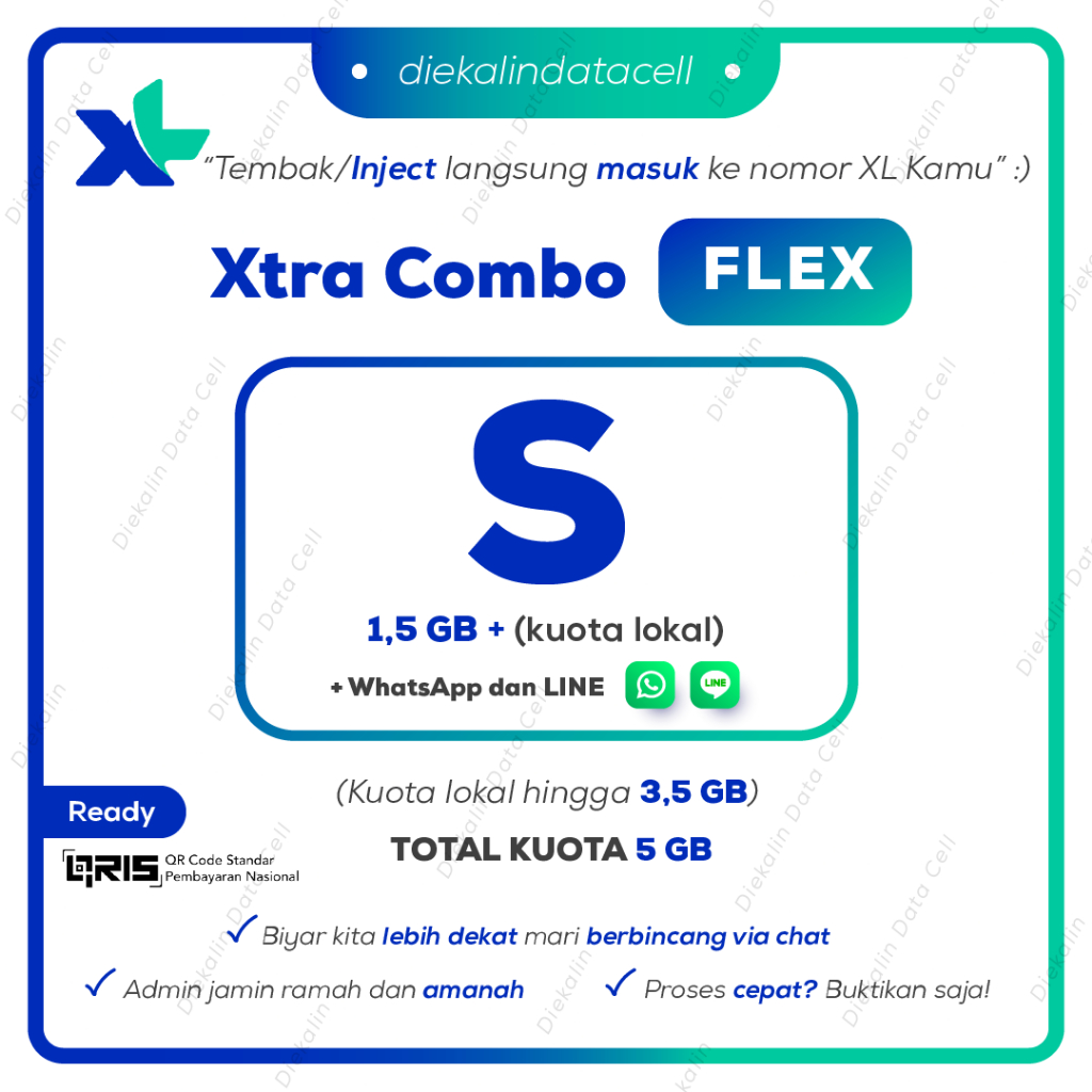 Paket Data Xtra Combo Flex S Tembak/Inject XL Axiata Extra Combo Murah Ramah Amanah