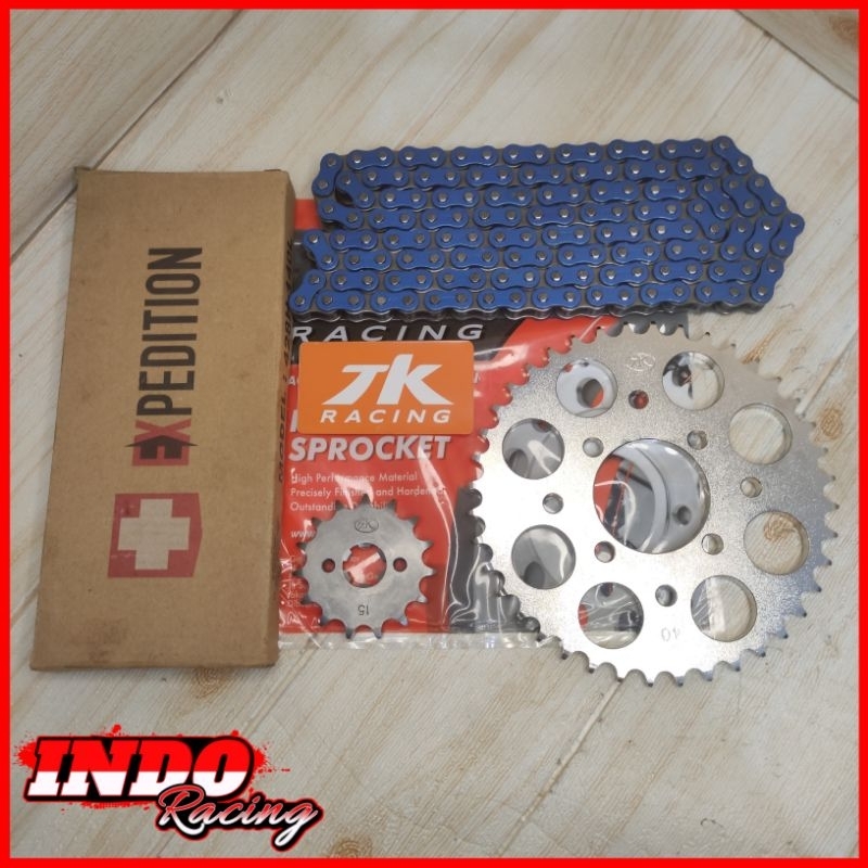 Gear Set 428 Satria Fu Old New TK Racing / SSS Plus Rantai Expedition / VZM Racing Biru Racing 428H