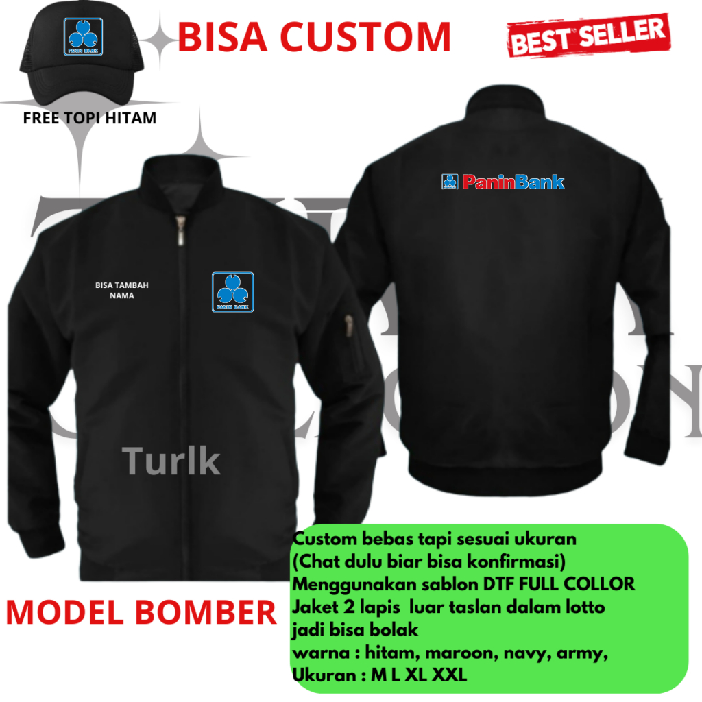 Jaket Bank Panin jaket Bomber Bank Panin Free Topi Hitam