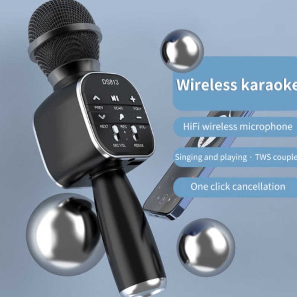 Terbaik QH223344  Mic Bluetooth DS813 Extra Bass Smule Mic Bluetooth DS813 Smule Wireless Karaoke Mi