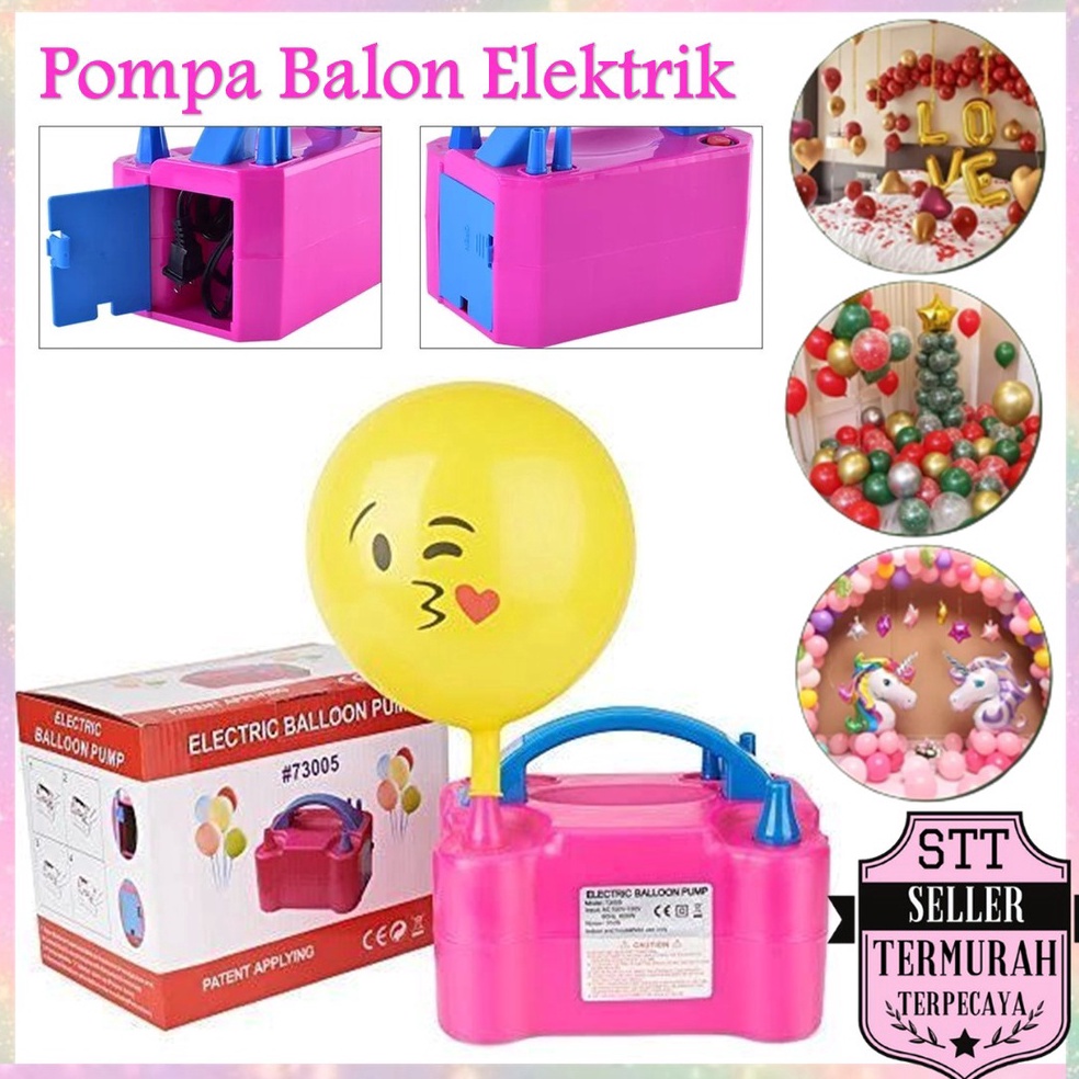 TERBARU STT Pompa Balon Elektrik Listrik 2 Lubang Electric Balloon Pump Pompa Angin 2 IN 1 Vacum And