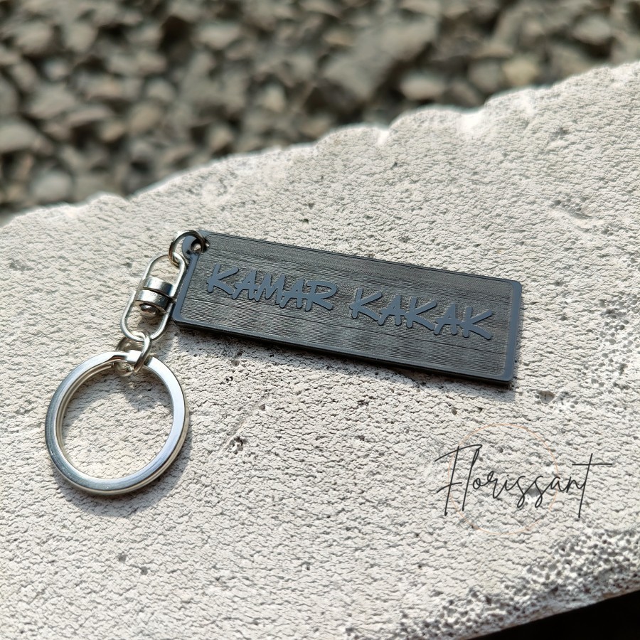 Gantungan kunci custom nama akrilik grafir - Hitam