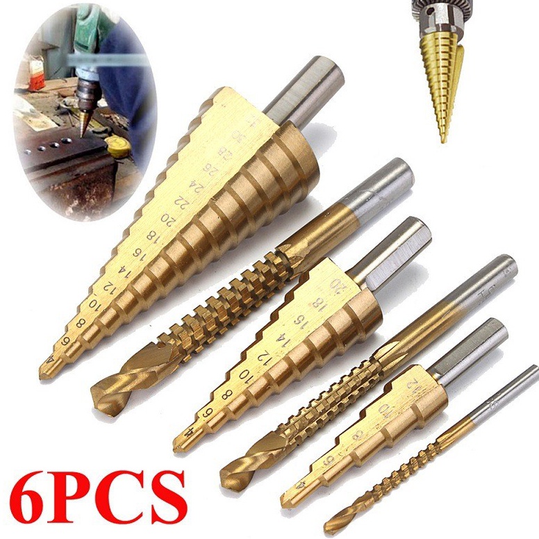LANGSUNG ATC Mata Bor Pagoda Spiral HSS 3/4/6Pcs Set 3-12 4-12 4-20 4-32 3/6/8mm Untuk Baja Packagin