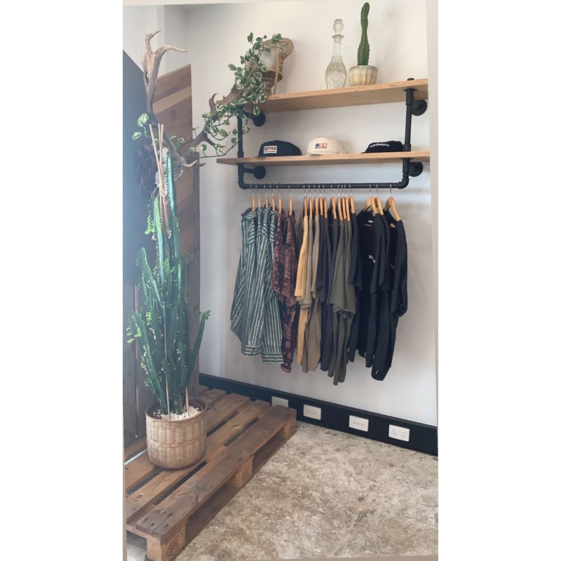rak industrial/rak 2 ambal/rak dinding/rak gantungan baju/rak minimalis