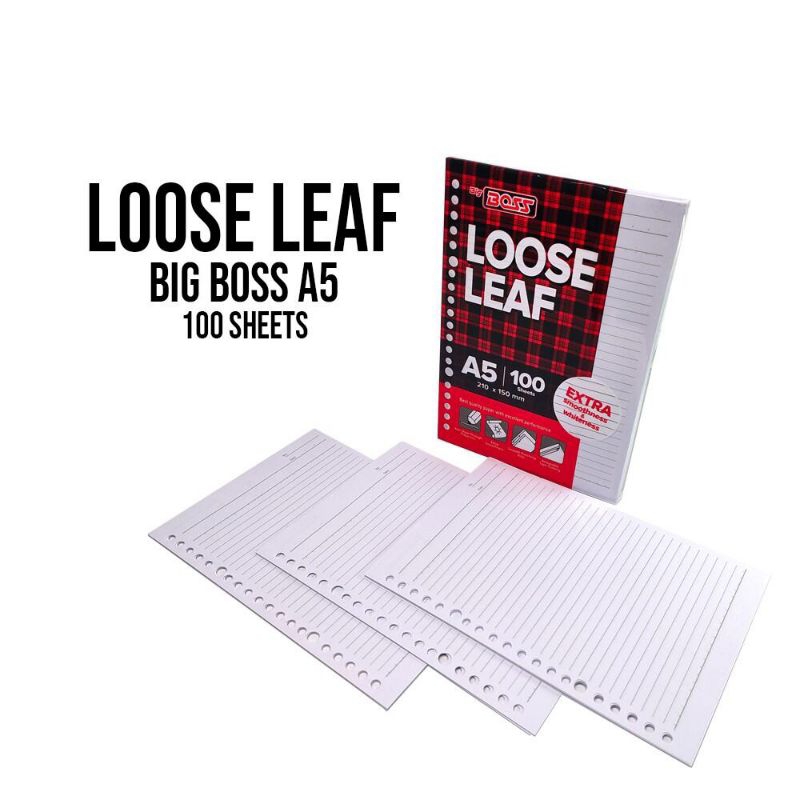 

KERTAS FILE LOOSE LEAF ISI BINDER A5 BIG BOSS BERGARIS ISI 50-100 WARNA PUTIH