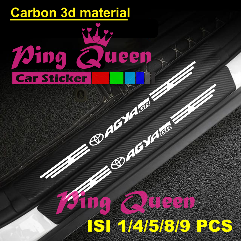 stiker 9pcs stiker carbon toyota agya gr cutting stiker pelindung pintu mobil untuk pijakan kaki mob