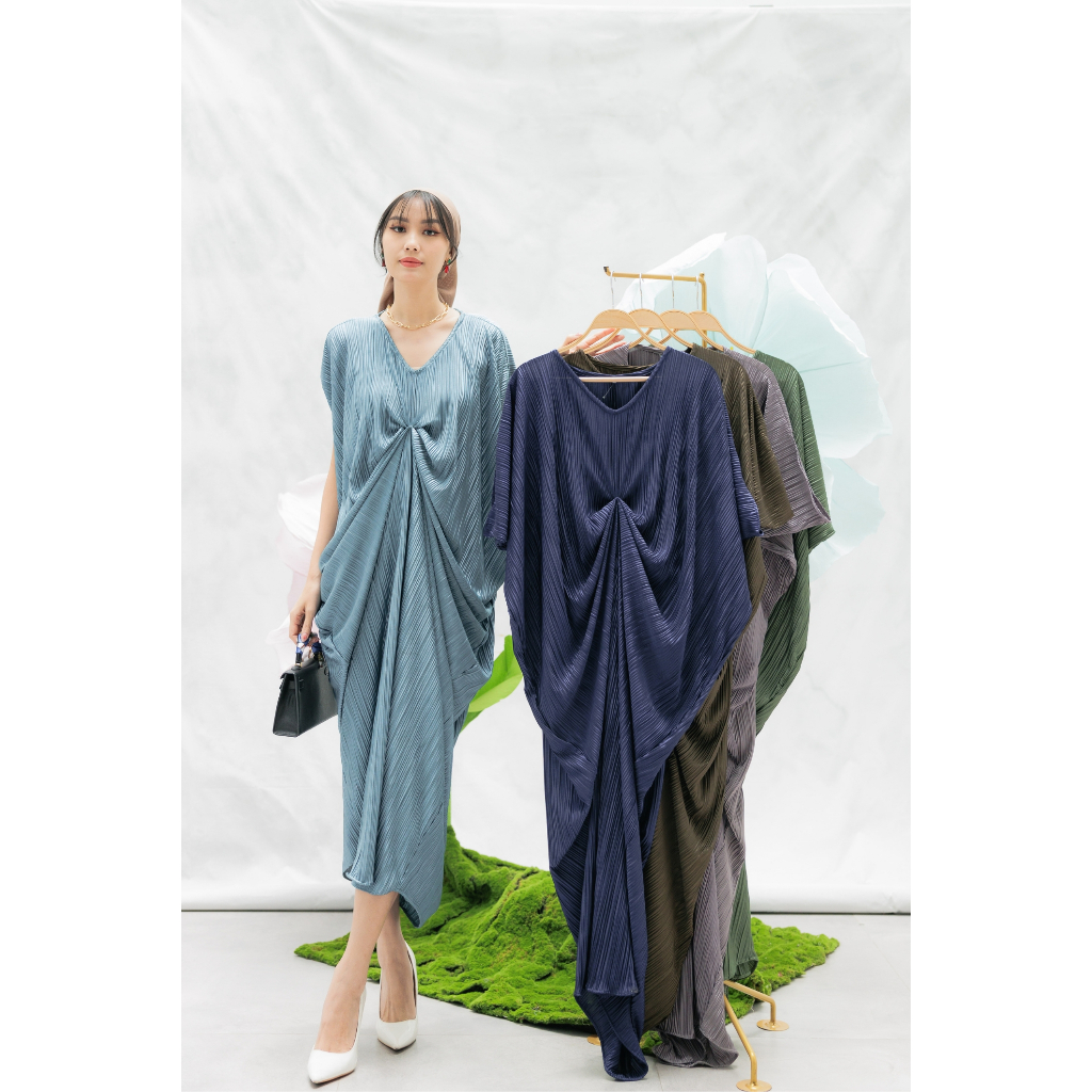 DS1933 Gisca Pleats Kaftan | Long Kaftan Casual Pleats Gamis
