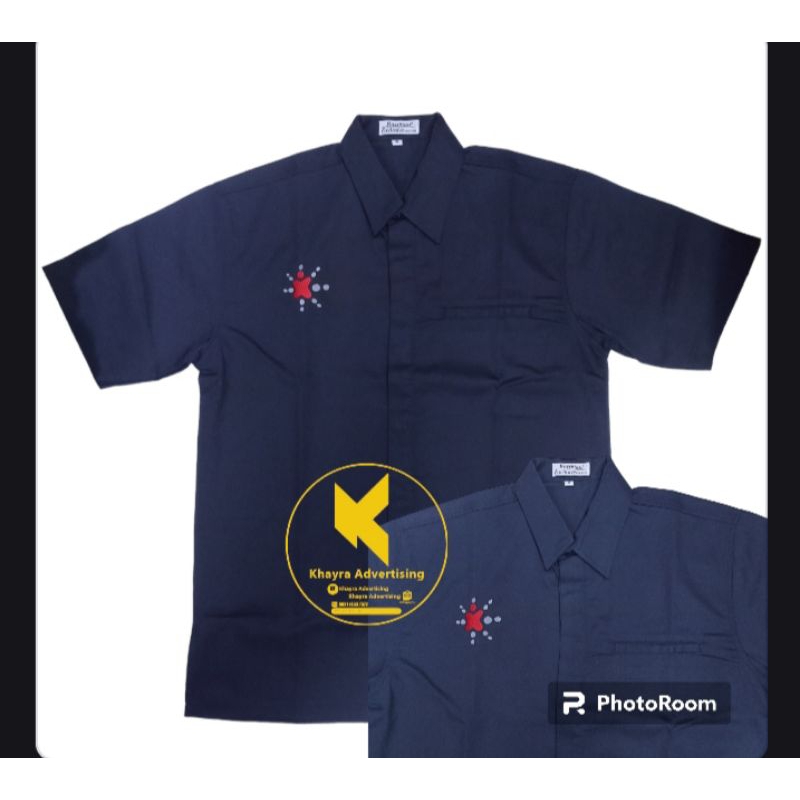 kemeja Telkom akses seragam telkom akses baju telkom akses navy lengan pendek