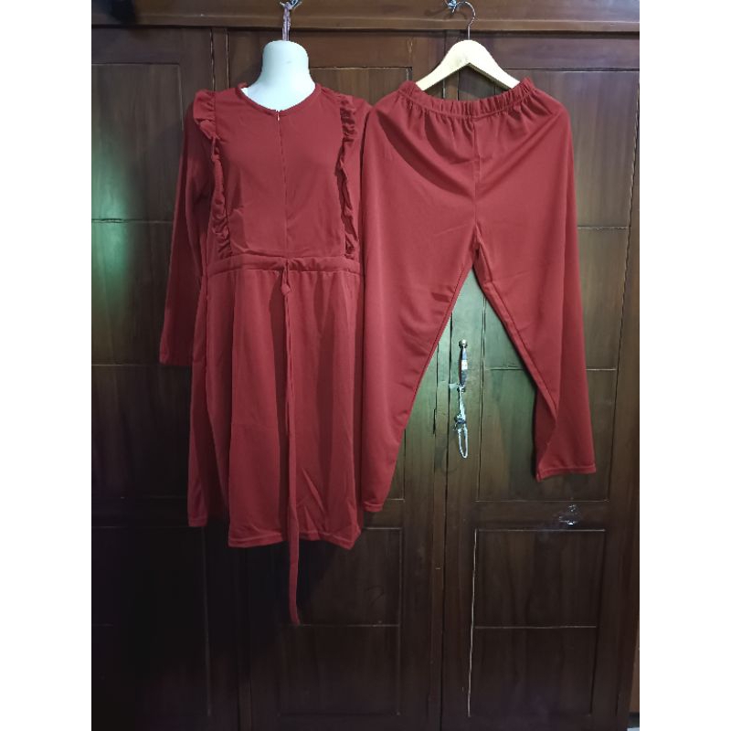 SETELAN WANITA KEKINIAN SET MIDI SAFIE SETELAN CELANA MIDI UMPAK MURAH PREMIUM setelan tunik setcel 