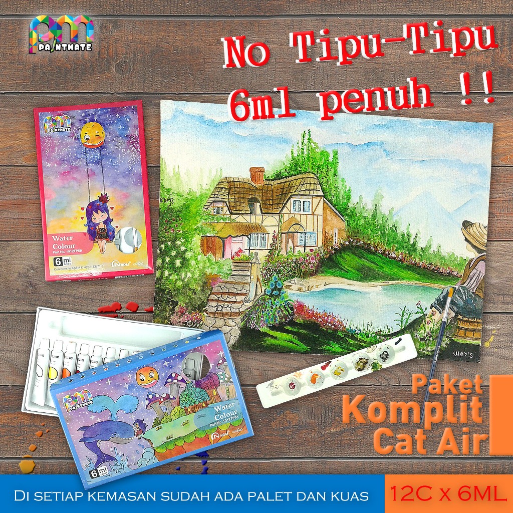 

Cat Air Set/Cat Air 1Set Lengkap/Water Colors Set 12 warna/NDM Water Colors 12Colors volume 6ML/Cat Air 12warna/Cat Air lengkap termasuk kuas dan palet