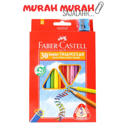 

Pensil Warna Faber Castell Junior 30 Warna / Junior Triangular Colour Pensil / Untuk Anak TK / Gratis Rautan