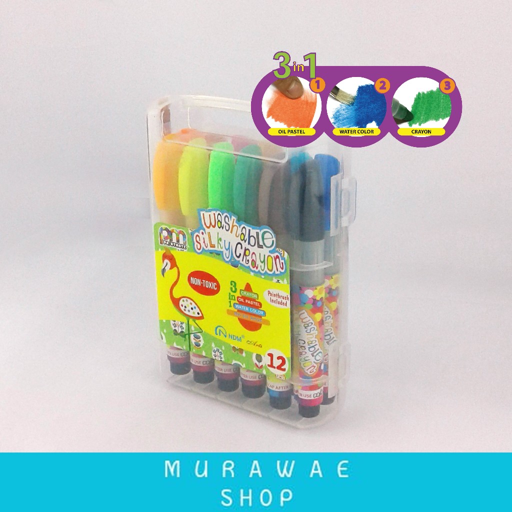 

Crayon Putar/Crayon Silky Krayon Halus 12 warna /NDM Silky Crayon 12 Colors bonus kuas/Crayon Anak/Crayon Set lengkap