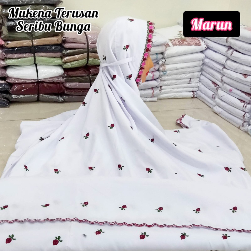 MUKENA TERUSAN DEWASA BORDIR BUNGA SERIBU