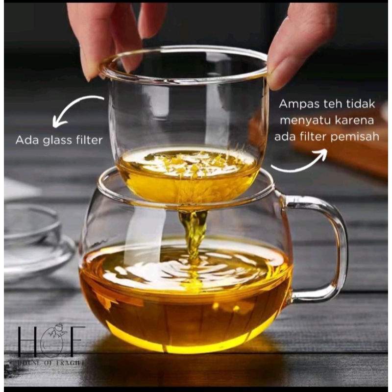 gelas infuser gelas teh gelas saringan teh 3in 1 gelas tutup dan saringan teh