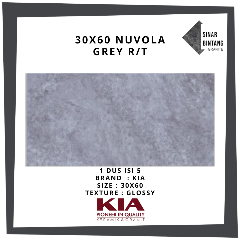 Keramik Dinding | Keramik Cutting 30X60 Nuvola Grey KIA
