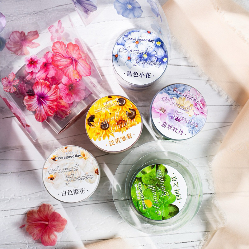

(1BF) washi tape selotip transparan bunga kecil colorful journaling kiss cut