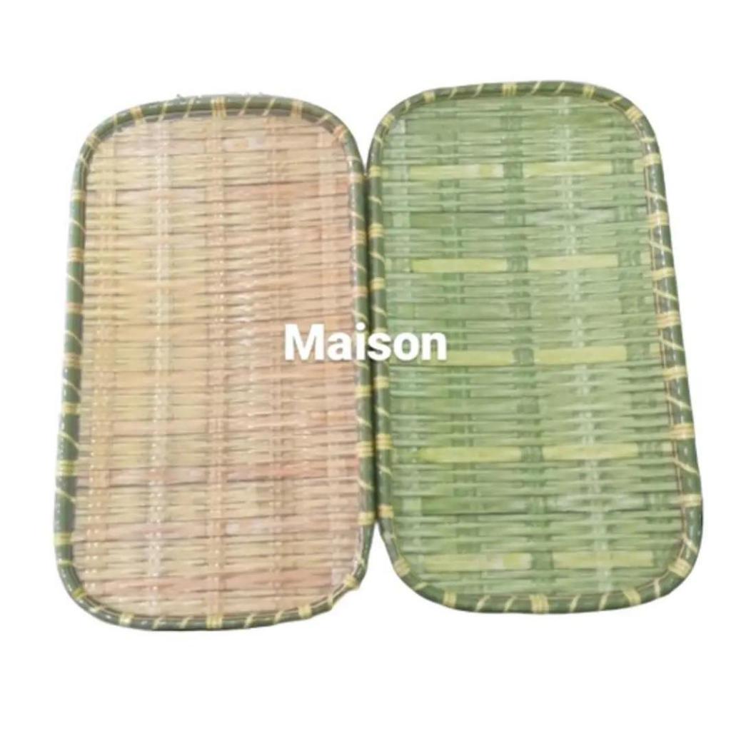 PU-911 Piring Saji Melamin Rotan Segi Piring Melamin Anyam Tebal