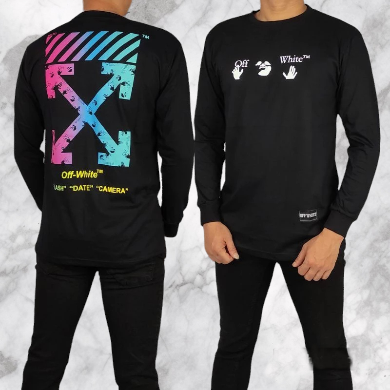 kaos distro pria lengan panjang longsleeve katun combad 30s warna hitam oversize / kaos oblong pria 