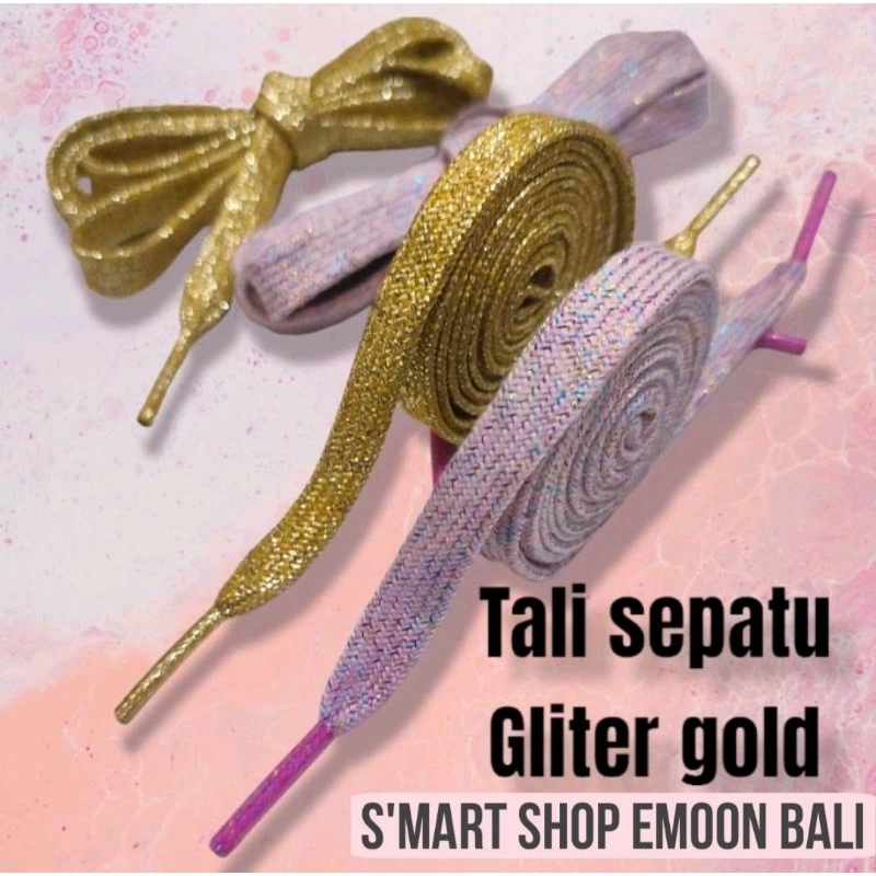 Tali Sepatu Pipih Gliter / Kepang Wheat Mewah Premium